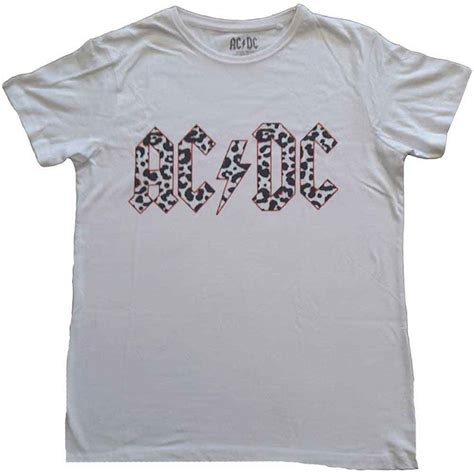 Ac Dc Ladies T Shirt Mono Leopard Print Logo Wholesale Only