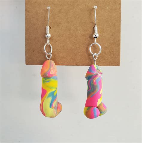 Pride Swirl Dildo Shaped Earrings Etsy