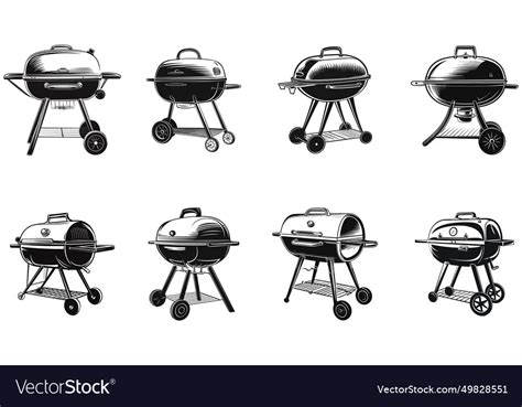 Black bbq grill icons Royalty Free Vector Image