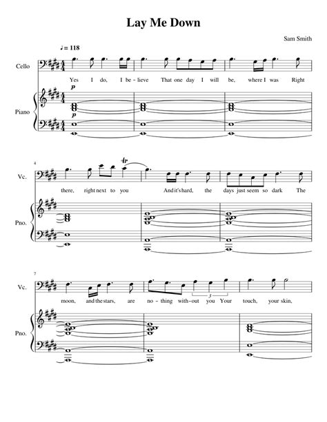 Lay Me Down Sam Smith Sheet Music For Piano Cello Mixed Duet