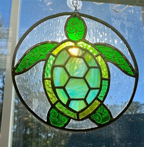 Stained Glass Sea Turtle Suncatcher Etsy