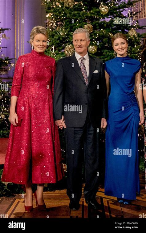 Brussel Belgien 20th Dec 2022 King Filip Queen Mathilde And Crown