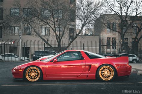 Red Acura NSX On F1R F21 Wheels In Machined Gold BenLevy