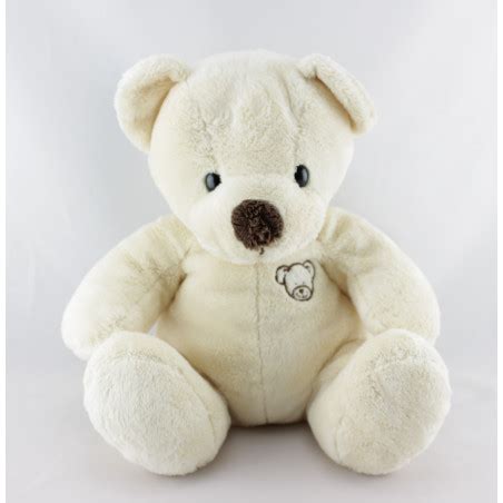 Doudou Ours Blanc Cr Me Nicotoy