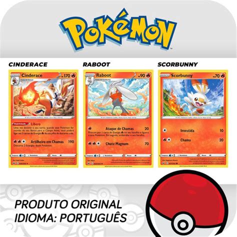 Kit Carta Pokémon Cinderace Scorbunny Raboot Espada E Escudo Shopee