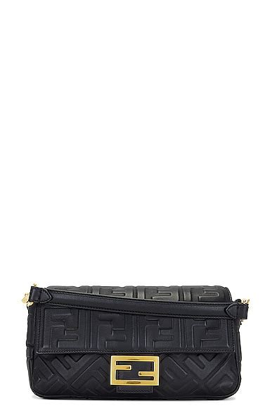 Fwrd Renew Fendi Zucca Mama Baguette Shoulder Bag In Black Fwrd