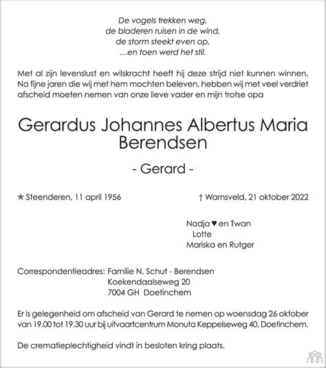 Gerardus Johannes Albertus Maria Gerard Berendsen 21 10 2022