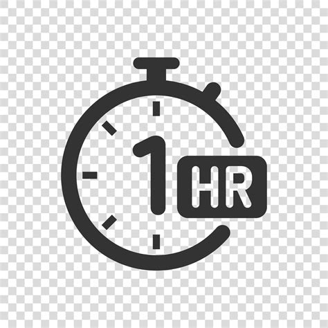 1 hour clock icon in flat style. Timer countdown vector illustration on ...