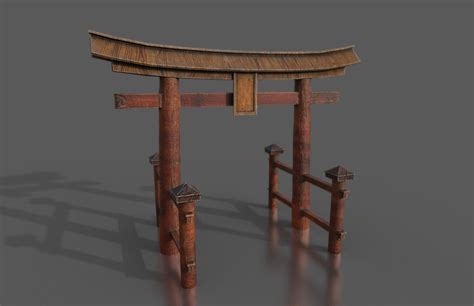 3d Model Japanese Torii Gate Low Poly 3d Model Vr Ar Low Poly