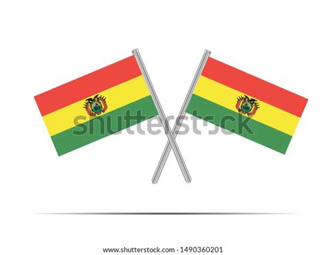 Two Metall Flagpole National Flag Plurinational Stock Vector Royalty