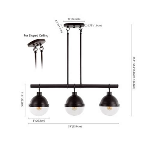 Caleb 33 3 Light Industrial Farmhouse Iron Glass Linear Led Pendant 51 5 X 33 X 8 Food 4 Less