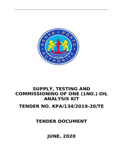 Supply Testing And Commissioning Of One No Kpa Co Doc Template