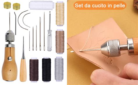 NICAVKIT Set Da Cucito In Pelle Con Punteruolo Da Cucito Professionale