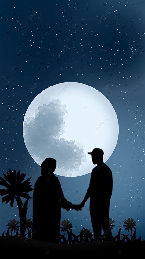 Muslim Couple And Moonlight Background Wallpaper Image For Free ...