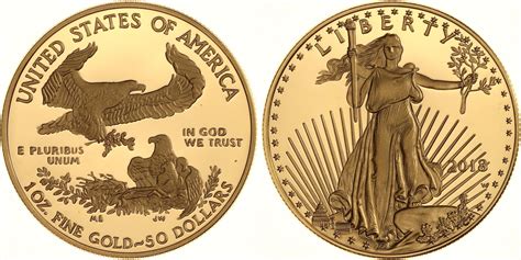 Vereinigte Staaten Von Amerika 50 Dollars Gold 2018 W Originaletui Mit