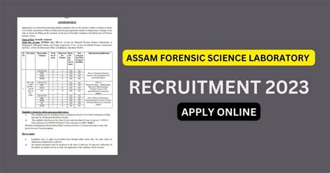 Assam Forensic Science Laboratory Recruitment Apply Online