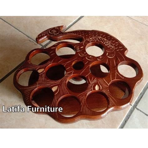 Jual Tempat Aqua Air Mineral Gelas Model Merak Dari Kayu Jati Asli Isi