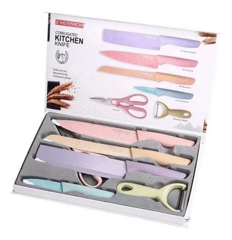 Set De Cuchillos Profesional Color Pastel Cer Mica Pz Mercadolibre