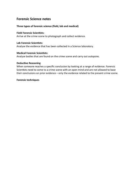 Forensic Science notes - Forensic Science notes Three types of forensic