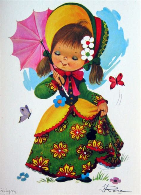 Vintage Big Eyed Girl Postcard Big Eyes Art Vintage Postcard Clip Art Vintage