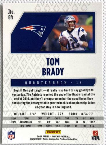 2021 Panini Phoenix Football Tom Brady Fire Burst Card 84 New England