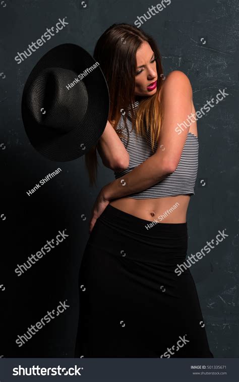 Tall Slim Brunette Dressed Black White Stock Photo 501335671 Shutterstock