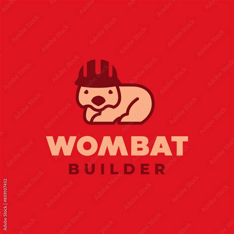 Simple Clean Modern Mascot Logo Design Wombat Safety Hard Hat And