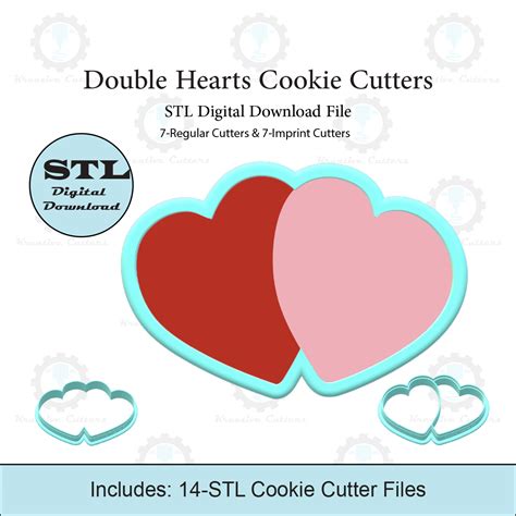 3d File Double Hearts Cookie Cutters Stl Files 🥰・3d Printing Template To Download・cults