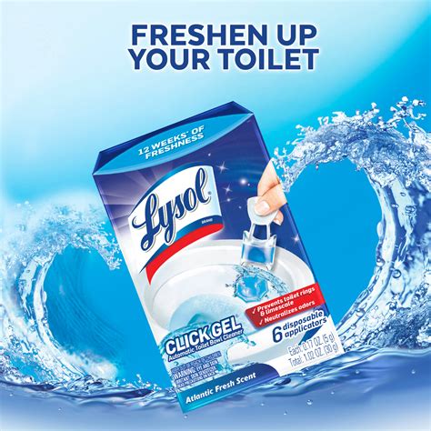 Lysol Quick Bathroom Clean Pack Click Gel Automatic Toilet Bowl Cleaner 6ct Atlantic Fresh