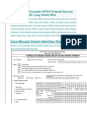 Detail Contoh Formulir Npwp Yang Sudah Diisi Koleksi Nomer