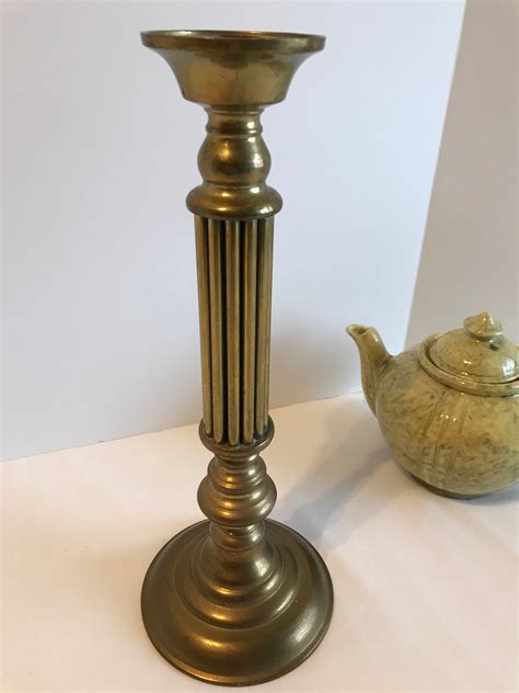 Vintage Brass Candle Holder Large Hollywood Regency Candle Etsy