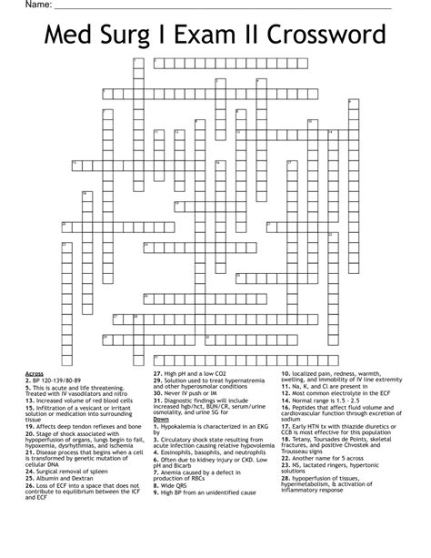 Med Surg I Exam Ii Crossword Wordmint