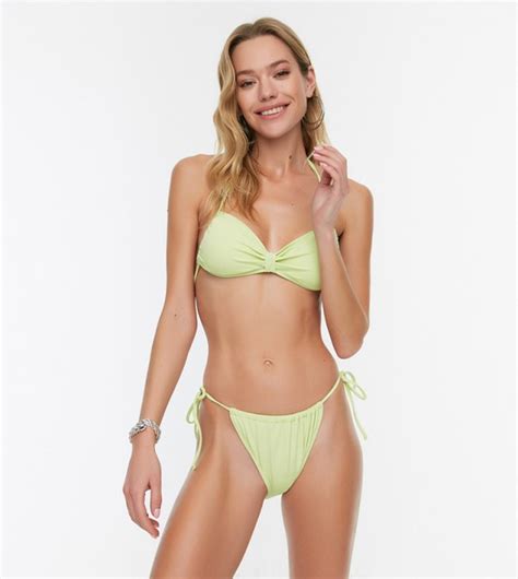 Buy Trendyol Solid String Bikini Set In Green Thstreet Kuwait