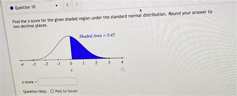 Solved Question Find The Z Score For The Given Shaded Region Under