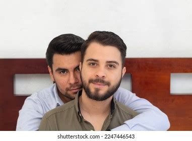 Portrait Gay Couple Sitting On Bed Stock Photo Shutterstock