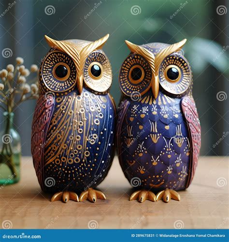 Whimsical Duo: Owls in the Artistry of Inga Palzer Stock Illustration