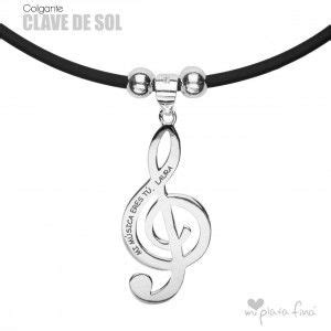 Colgante Collar Clave De Sol Con Nombre Grabado Joyas Colgantes