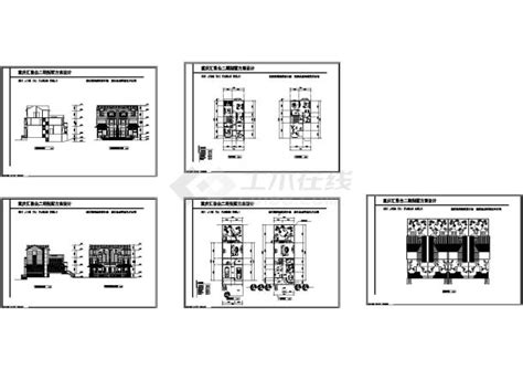 某三层框架结构联排别墅设计cad全套建施图（含经济技术指标，带效果图）框架结构土木在线