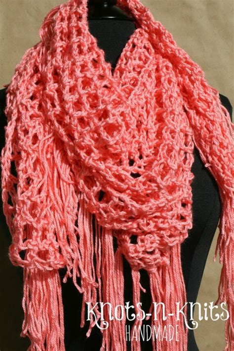 Crochet Triangle Scarf Shawl Pink Handmade Triangle Scarf