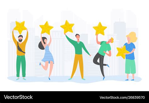 People Characters Holding Gold Stars Royalty Free Vector