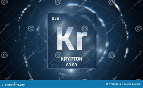 Krypton As Element 36 of the Periodic Table 3D Illustration on Blue Background Stock ...