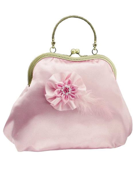 Satin Pink Handbag Formal Or Vintage Style Purse Bag Evening Frame Clutch Bag Party Bag