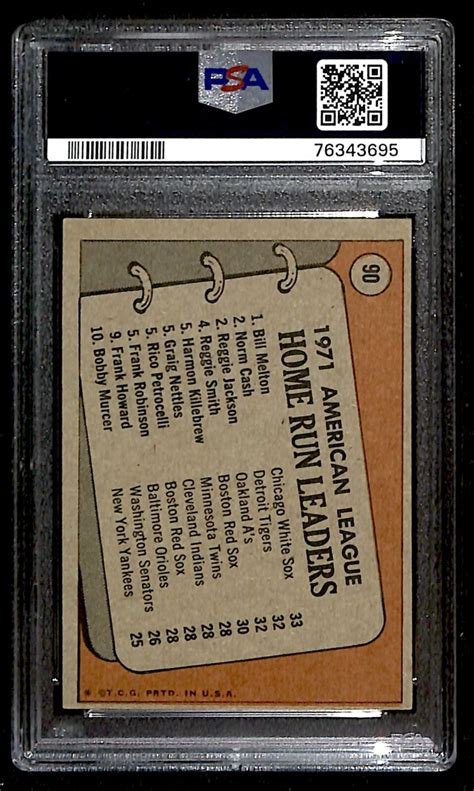 1972 Topps 1971 A L Home Run Leaders Bill Melton Norm Cash Reggie