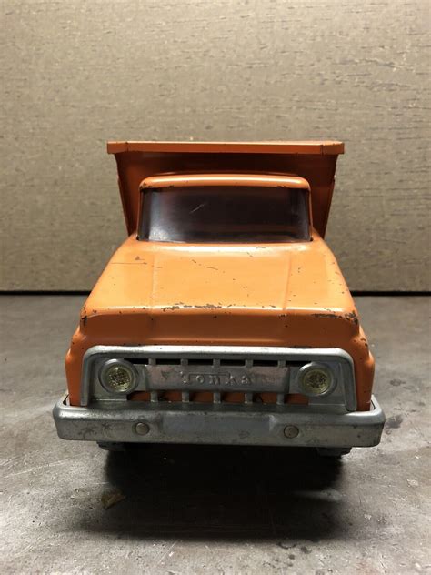 Vintage S Tonka Orange Dump Truck Pressed Steel Ebay