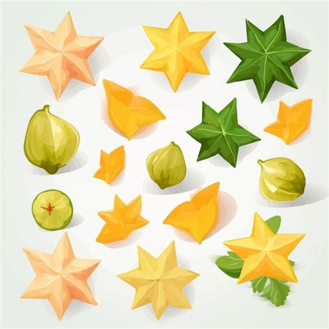 Une Collection De Fruits Et De Feuilles Color S Vecteur Premium