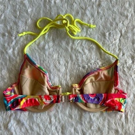 Vintage 80s 90s Bendigo Nylon Lycra Bikini Swimsuit Underwire Hi Cut