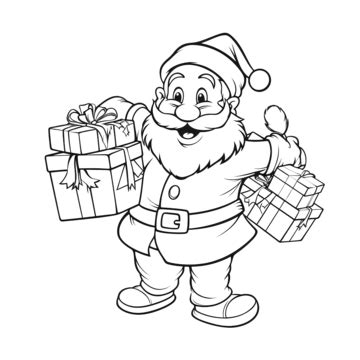 Ilustra O Em Preto E Branco Para O Livro De Colorir De Natal Do Papai