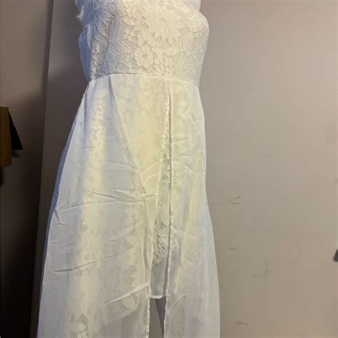 Intimates Sleepwear Nwot White Sheer And Lace Spaghetti Strap Nightgown Lingerie Poshmark