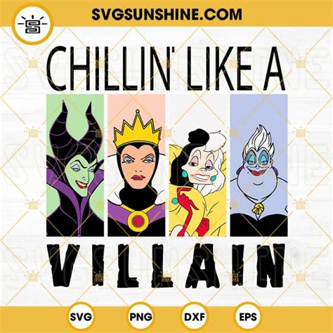 Cruela Svg Evil Queen Svg Disney Villains Svg Ursula Svg Maleficent Svg