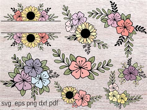 Flower Svg Bundle Floral Arrangement Svg Floral Svg Etsy Australia